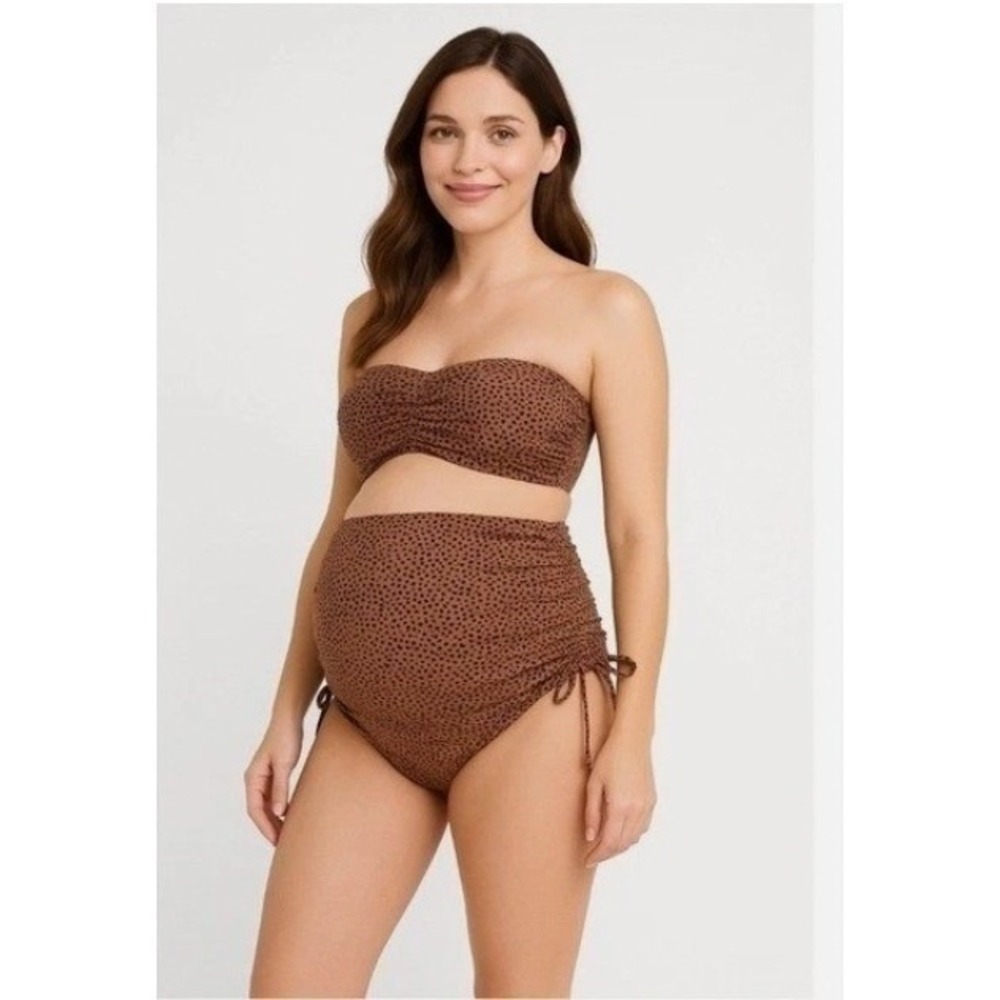 A Pea In The Pod Two Piece Swimsuit Size Small Maternity Animal Print High Waist